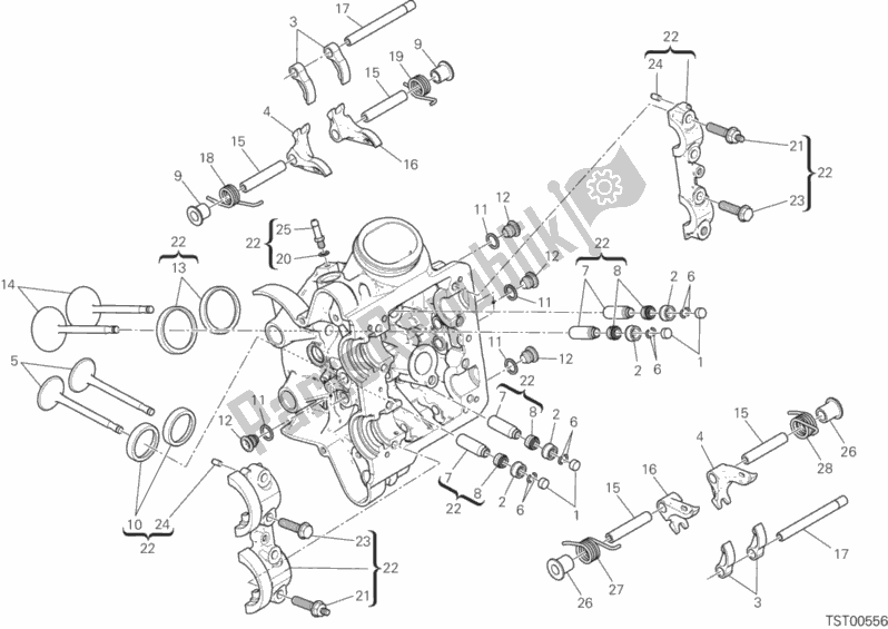 Alle onderdelen voor de Horizontale Cilinderkop van de Ducati Multistrada 1200 ABS 2015